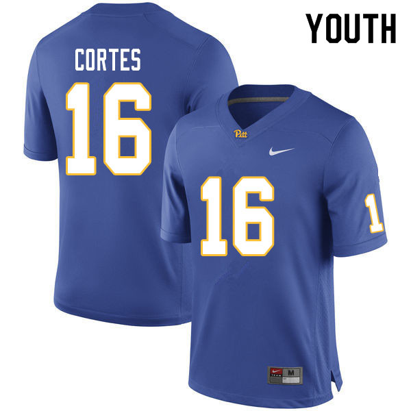 Youth #16 Jake Cortes Pitt Panthers College Football Jerseys Sale-Royal